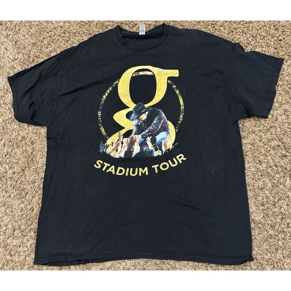 Garth Brooks Stadium Tour Black T-Shirt Country Music Graphic Tee Men's 2XL
